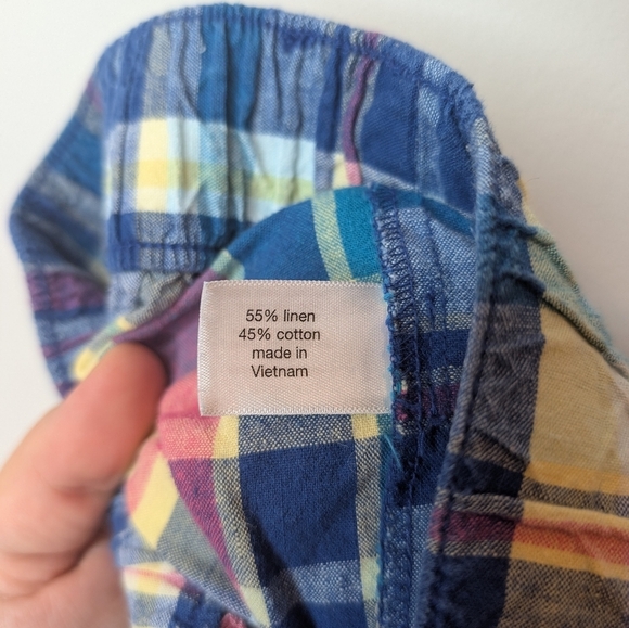 Lane Bryant Madras Plaid Shorts Womens 20 Plus Multi Color Linen Blend Pull On - Picture 8 of 9